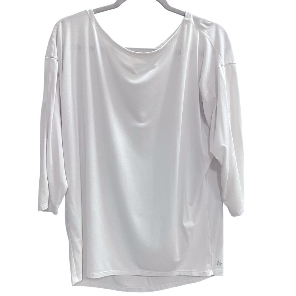 Athleta Pleated Back Relaxed Fit Top White Size Medium